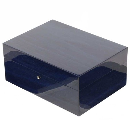 Gentili Befeuchtete Box für 20 Zigarren mit Hygrometer, transparente blaue Lackierung - Zubehör Cigar