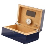 Gentili Befeuchtete Box für 20 Zigarren mit Hygrometer, transparente blaue Lackierung - Zubehör Cigar
