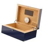 Gentili humidified box for 20 cigars with hygrometer, transparent blue finish - Accessories Cigar