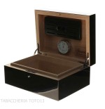 Gentili humidified box for 20 cigars with hygrometer, glossy black finish - Accessories Cigar - Wood