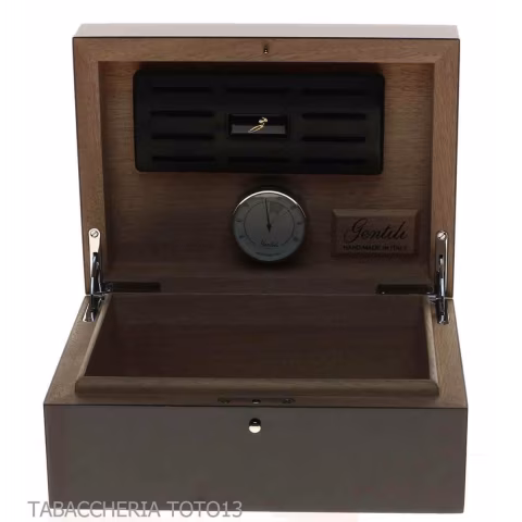 Gentili Caja humidificada para 20 puros con higrómetro, acabado negro brillante. - Accesorios Del Cigarro