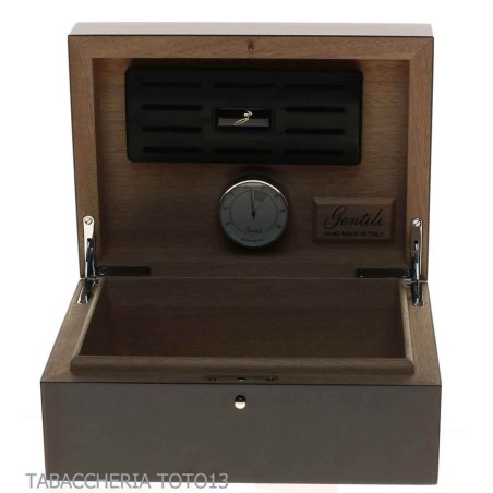 Gentili humidified box for 20 cigars with hygrometer, glossy black finish - Accessories Cigar - Wood