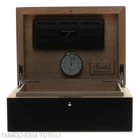 Gentili scatola umidificata per 20 sigari finitura nero lucido - Ebanisteria Gentili Fabrizio Srl