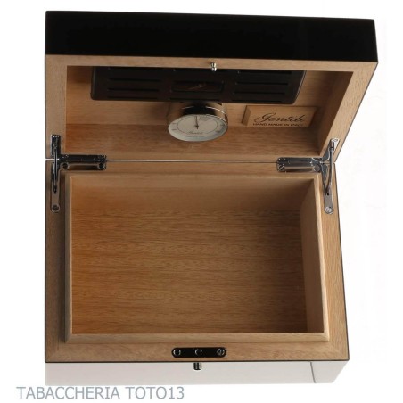 Gentili Caja humidificada para 20 puros con higrómetro, acabado negro brillante. - Accesorios Del Cigarro