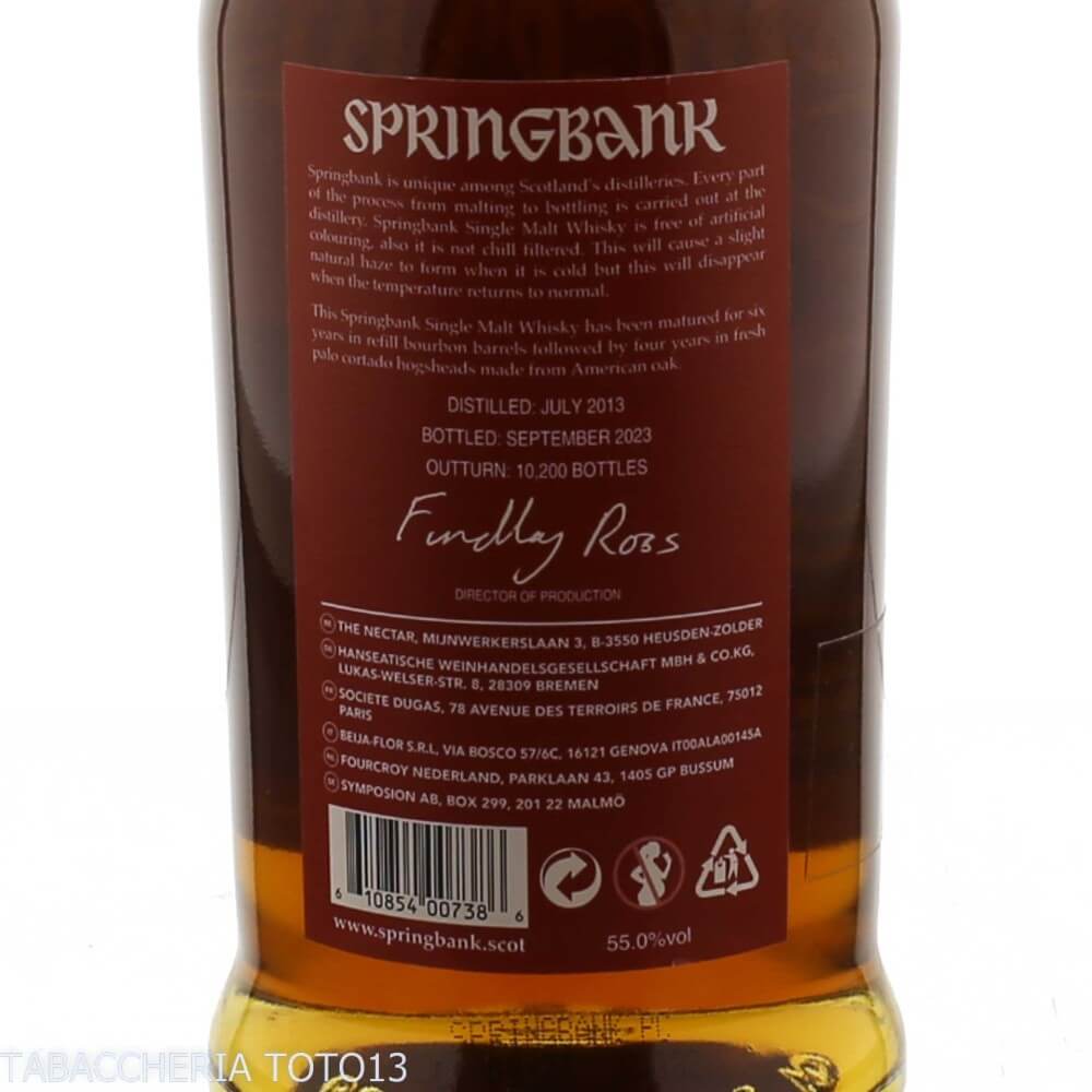 Springbank 10 Y.O. Palo Cortado cask Vol.55% Cl.70 - Springbank Distillery