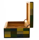 Morici Mestre Befeuchtete Kiste für 30 Zigarren, grün-gelb-blaue Intarsienlackierung - Zubehör Cigar