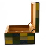 Morici Mestre coffret humidifié pour 30 cigares, finition incrustation vert jaune bleu - Accessoires Cigare - Bois