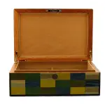 Morici Mestre Befeuchtete Kiste für 30 Zigarren, grün-gelb-blaue Intarsienlackierung - Zubehör Cigar
