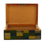 Morici Mestre coffret humidifié pour 30 cigares, finition incrustation vert jaune bleu - Accessoires Cigare - Bois
