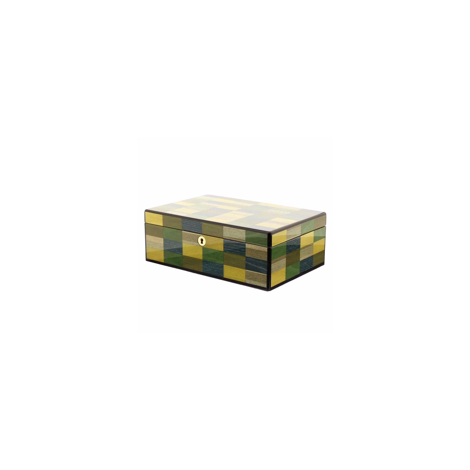 Morici Mestre humidified box for 30 cigars, green yellow blue inlay finish - Accessories Cigar - Wood