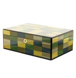 Morici Mestre coffret humidifié pour 30 cigares, finition incrustation vert jaune bleu - Accessoires Cigare - Bois