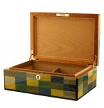 Morici Mestre humidified box for 30 cigars, green yellow blue inlay finish - Accessories Cigar - Wood