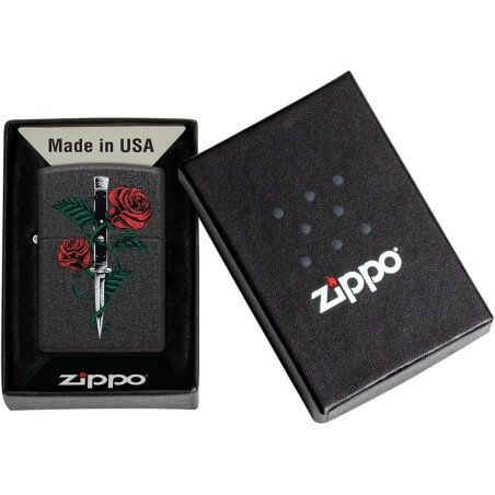 Zippo Rose dagger tattoo design Zippo Feuerzeuge