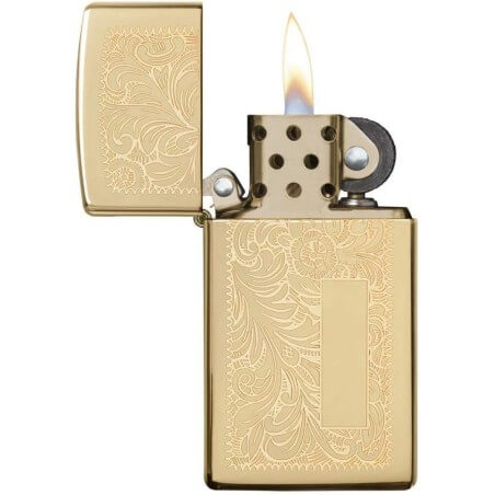 Zippo delgado con acabado de latón pulido veneciano Zippo Encendedores Zippo