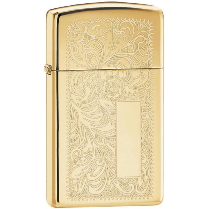 Zippo Accendino Veneziano Cromo Colore Argento con Intarsi ad incisione