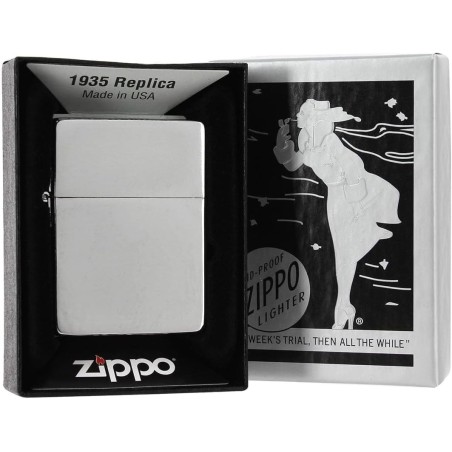 Zippo réplique 1935 chrome satiné - Briquets - Métal