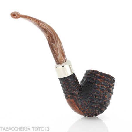 Peterson Derry Rusticated 69 Fishtail shape Bent Billiard Peterson Of Doublin Pipe Peterson