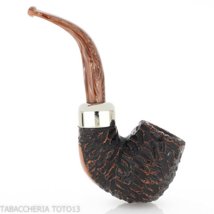 Peterson Derry Rusticated X220 Fishtail shape big Bent Billiard Peterson Of Doublin Pipe Peterson