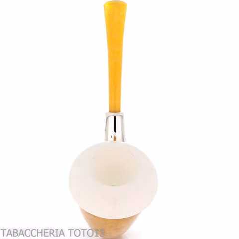 Pipa pequeña forma Calabash en calabaza, anillo de plata y boquilla de ámbar-Strambrach pipe