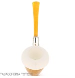 Small pipe Calabash shape in gourd, silver ring and amber mouthpiece - Tobacco Pipes - Sea foam - seppiolite, calabash gourd 