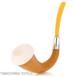 Pipa pequeña forma Calabash en calabaza, anillo de plata y boquilla de ámbar-Strambrach pipe