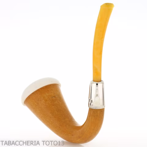 Pipa pequeña forma Calabash en calabaza, anillo de plata y boquilla de ámbar-Strambrach pipe