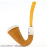 Small pipe Calabash shape in gourd, silver ring and amber mouthpiece - Tobacco Pipes - Sea foam - seppiolite, calabash gourd 