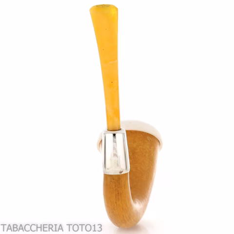 Pipa pequeña forma Calabash en calabaza, anillo de plata y boquilla de ámbar-Strambrach pipe