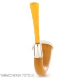 Pipa pequeña forma Calabash en calabaza, anillo de plata y boquilla de ámbar-Strambrach pipe
