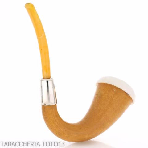 Pipa pequeña forma Calabash en calabaza, anillo de plata y boquilla de ámbar-Strambrach pipe