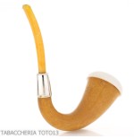 Petite pipe forme Calebasse en calebasse, bague en argent et embout en ambre - Pipe Pour le Tabac - écume de mer - sépiolite,