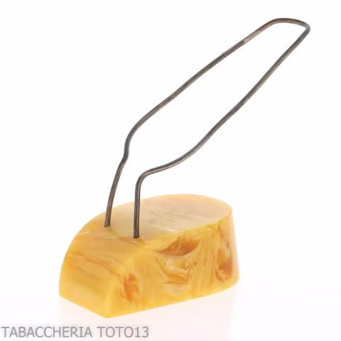 Pipa pequeña forma Calabash en calabaza, anillo de plata y boquilla de ámbar-Strambrach pipe