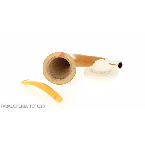 Small pipe Calabash shape in gourd, silver ring and amber mouthpiece - Tobacco Pipes - Sea foam - seppiolite, calabash gourd 