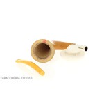 Small pipe Calabash shape in gourd, silver ring and amber mouthpiece - Tobacco Pipes - Sea foam - seppiolite, calabash gourd 