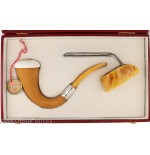 Small pipe Calabash shape in gourd, silver ring and amber mouthpiece - Tobacco Pipes - Sea foam - seppiolite, calabash gourd 
