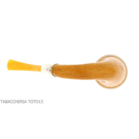 Petite pipe forme Calebasse en calebasse, bague en argent et embout en ambre - Pipe Pour le Tabac - écume de mer - sépiolite,