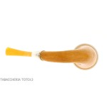 Petite pipe forme Calebasse en calebasse, bague en argent et embout en ambre - Pipe Pour le Tabac - écume de mer - sépiolite,