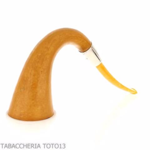Small pipe Calabash shape in gourd, silver ring and amber mouthpiece - Tobacco Pipes - Sea foam - seppiolite, calabash gourd 