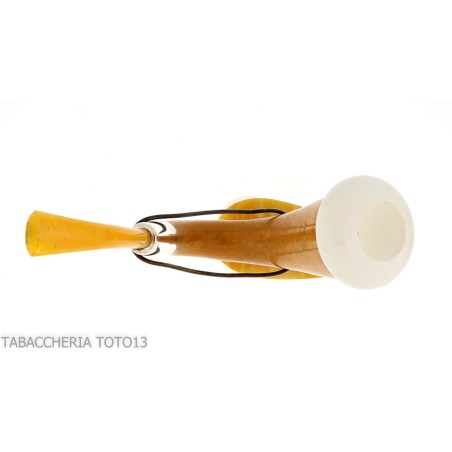 Petite pipe forme Calebasse en calebasse, bague en argent et embout en ambre - Pipe Pour le Tabac - écume de mer - sépiolite,