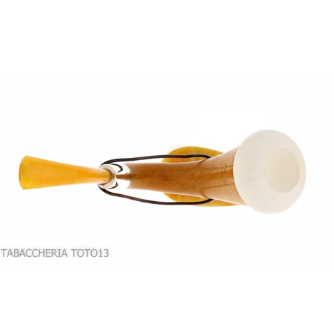 Small pipe Calabash shape in gourd, silver ring and amber mouthpiece - Tobacco Pipes - Sea foam - seppiolite, calabash gourd 