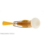 Small pipe Calabash shape in gourd, silver ring and amber mouthpiece - Tobacco Pipes - Sea foam - seppiolite, calabash gourd 