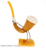 Small pipe Calabash shape in gourd, silver ring and amber mouthpiece - Tobacco Pipes - Sea foam - seppiolite, calabash gourd 