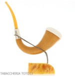 Small pipe Calabash shape in gourd, silver ring and amber mouthpiece - Tobacco Pipes - Sea foam - seppiolite, calabash gourd 