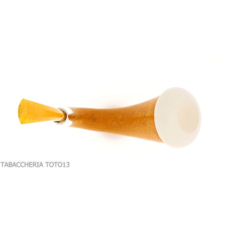 Petite pipe forme Calebasse en calebasse, bague en argent et embout en ambre - Pipe Pour le Tabac - écume de mer - sépiolite,