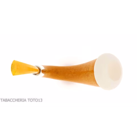 Pipa pequeña forma Calabash en calabaza, anillo de plata y boquilla de ámbar-Strambrach pipe