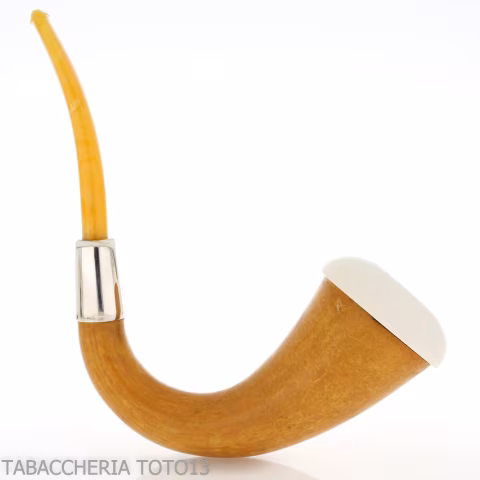 Pipa pequeña forma Calabash en calabaza, anillo de plata y boquilla de ámbar-Strambrach pipe