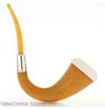 Small pipe Calabash shape in gourd, silver ring and amber mouthpiece - Tobacco Pipes - Sea foam - seppiolite, calabash gourd 