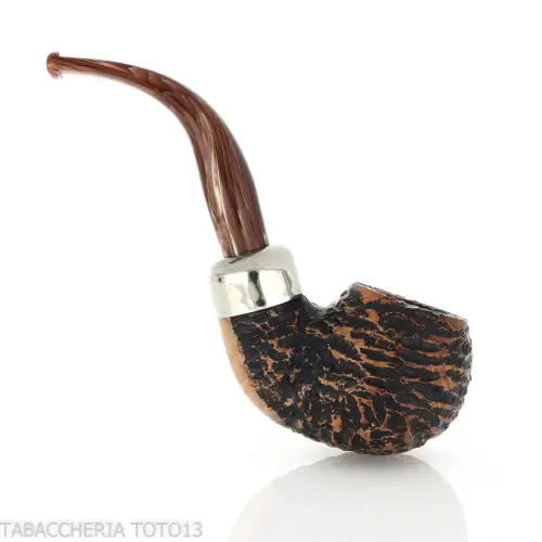 Peterson Derry Rusticated 03 Fishtail shape Bent Apple - Tobacco Pipes - Natural root