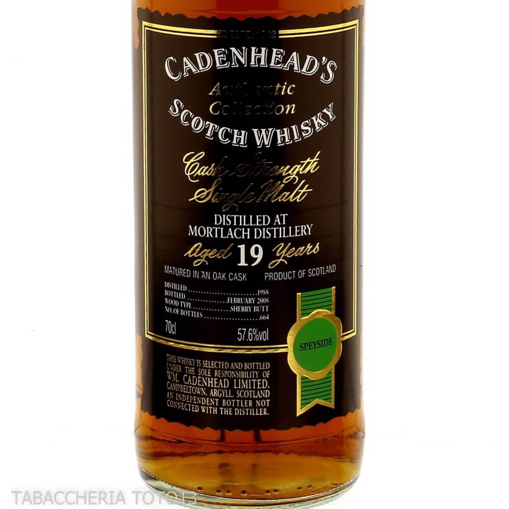 Mortlach 19 Y.O. Distilled 1988 Bottled 2008 by Cadenhead Vol.57,6% Cl.70 - Cadenhead's