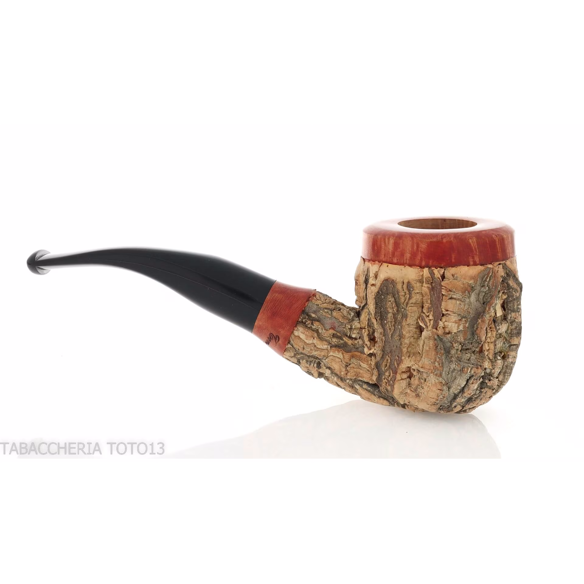 Curved billiard pipe made of cork by Tom Spanu - Tobacco Pipes - Natural root